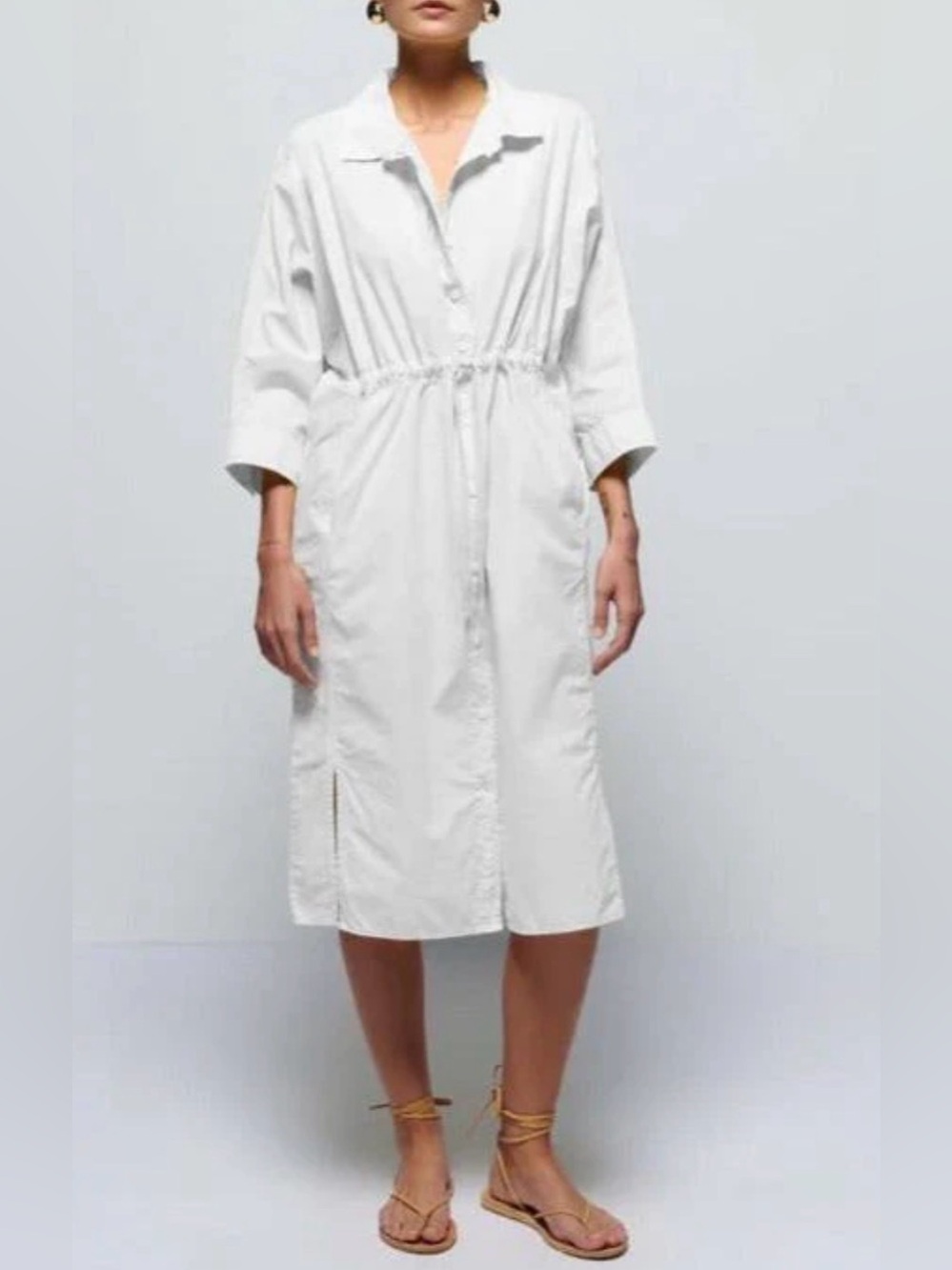 Nation LTD White Shirt Dress tie front